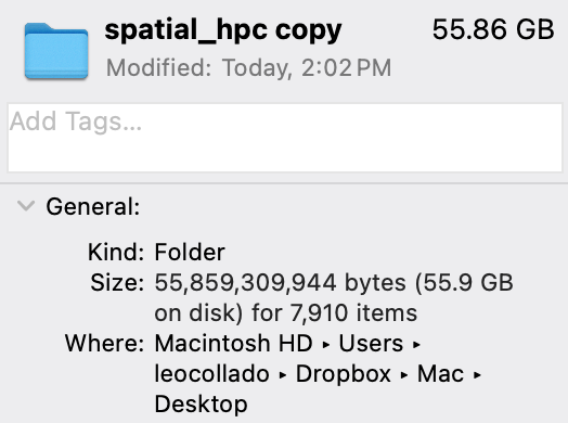 Originally the repository used 55.9 GB of disk space
