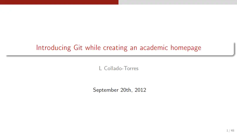 Introducing Git while making your academic webpage