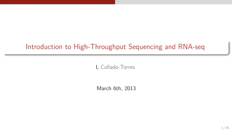 Introduction to High-Throughput Sequencing and RNA-seq